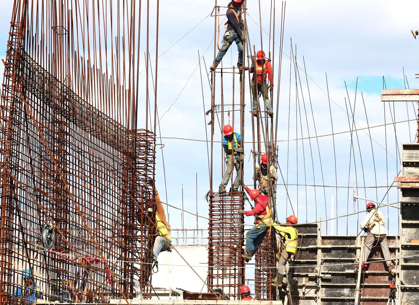 Crew in hard hats on a jobsite